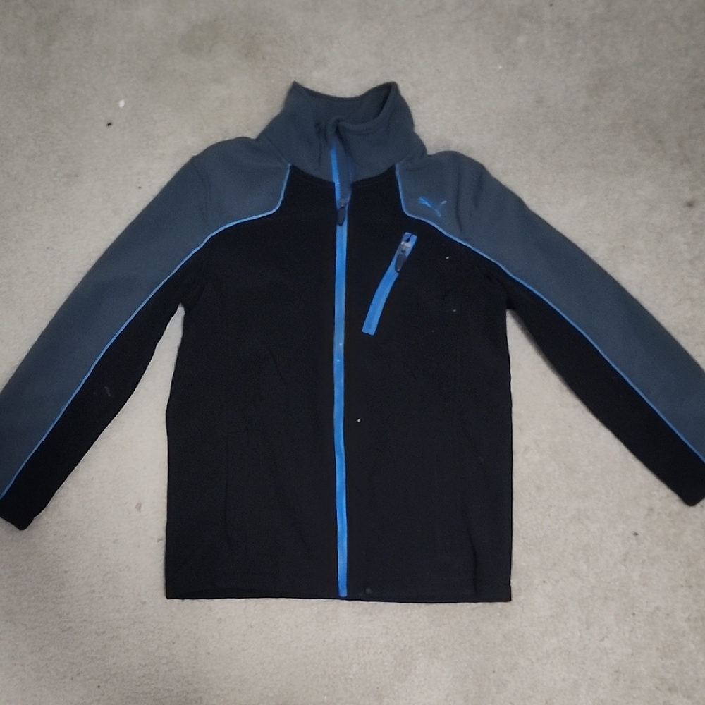 Puma Black and Dark Gray Jacket with Blue Highlights
